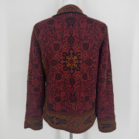 Peruvian Connection 100% Alpaca Mandarin Spice Jacket Size Medium Red Boho Artsy - Picture 6 of 11